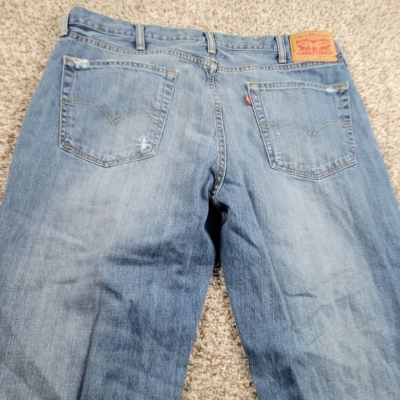 Levis 541 Jeans Mens 38x34 Blue Athletic Taper Denim Distressed - Picture 5 of 6